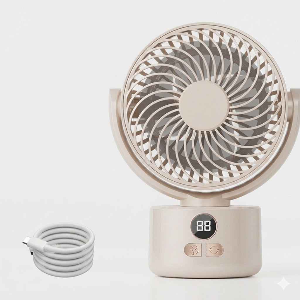 2026 Automatic Oscillating USB Rechargeable Desktop Fan | Long Battery Life