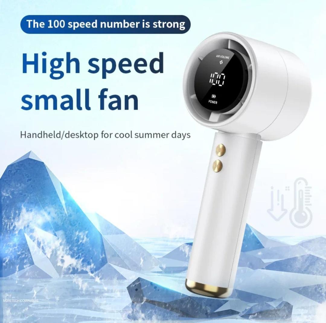 N68 Mini Turbo Handheld Fan | Rechargeable | Digital Display | Brushless Motor